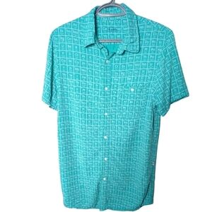 KicKee Short Sleeve Teal Periodic Table Woven Shirt Size Medium Men's Bamboo